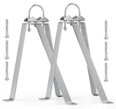 Image de Support mural en acier inoxydable, double, pour mâts d'antennes, robuste et durable