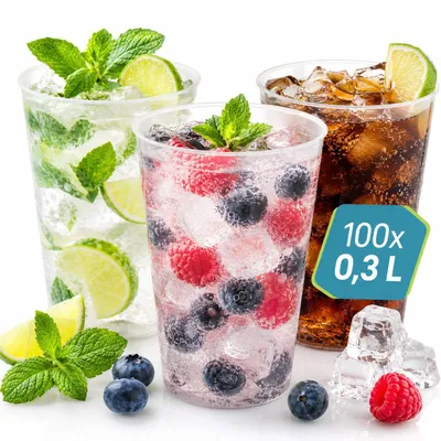 Produktbild von Trinklicht 100er Set Mehrwegbecher 0,3L Partybecher spülmaschinenfest
