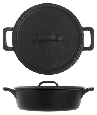 Image de H&h Steinzeug Plat à four à 2 poignées rond 22x6,5cm avec couvercle