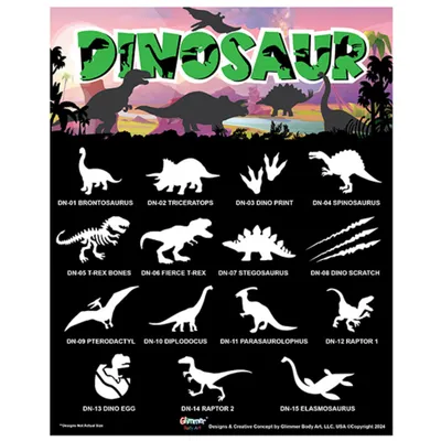 Immagine prodotto di Set di tatuaggi glitterati con dinosauri scintillanti