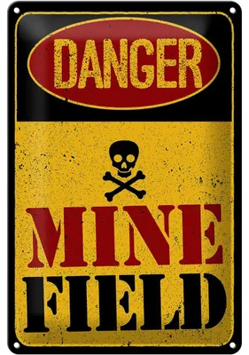 Produktbild von Blechschild Achtung Danger Mine Field Minenfeld 20x30cm