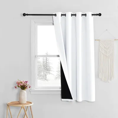 Obrázek produktu pro Zatemňovací závěsy, bílé, dvouvrstvé, výška 160 cm, šířka 140 cm