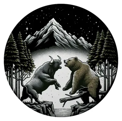 Produktbild von Bulle und Bär Börse Magnet rund rund