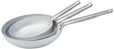 Zdjęcie produktu dla Zestaw trzech patelni Agnelli ALMABATT01, wykonanych z aluminium, w kolorze srebrnym
