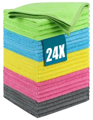 Produktbild von Mikrofasertücher 24er Set, ultraweich, waschbar, fusselfrei, 30x30cm, 5 Farben