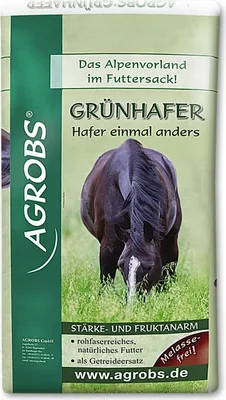 Produktbild von Agrobs Grünhafer Pferdefutter, Magenfreundlich Für Empfindlicher Magen Pferd, Ergänzungsfuttermittel Pferd, 15 Kg