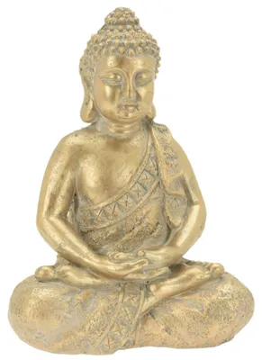 Produktbild von Buddha-Statue sitzend - Gold - 37 cm - Garten- und Hausdekoration - Polystone-Figur