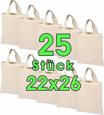 Produktbild von Famanu Baumwolltaschen 22 x 26 cm - Jutebeutel, natürliche Apotheker-Tasche, Tragetasche, Geschenktasche