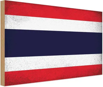 Produktbild von vianmo Holzschild 20x30 cm Thailand Vintage Flagge Fahne Wappen