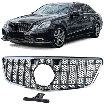 Sport Kühlergrill Chrom Schwarz Glanz für Mercedes E W212 S212 Vorfacelift 09-13 – Produktansicht