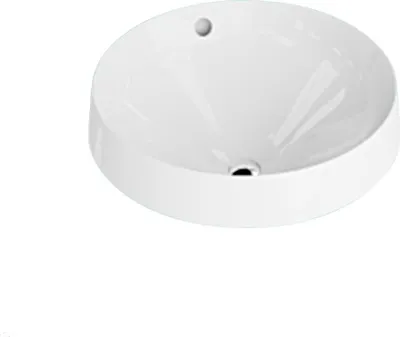 Produktbild von LAVITA Flush-mounted Waschbecken Adalar | Waschtisch Rund | Waschbecken mit †berlauf und ohne Hahnloch | Aus hochwertigem Porzellan | Waschtisch | 48x48x18 cm | Wei§ Glanz