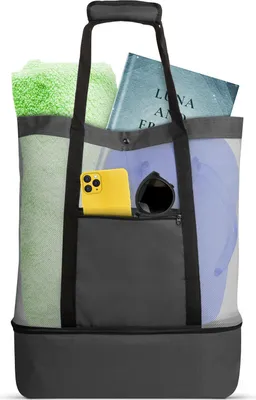 Produktbild von Strandtasche – Große Strandtasche mit Kühlfach – Schwarz – 45 x 43 x 15 cm