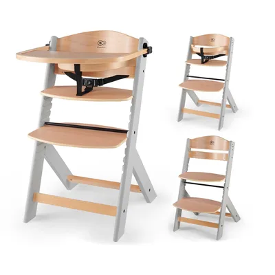 Produktbild von Kinderkraft ENOCK 3-in-1 Kinderhochstuhl - Verstellbar - Ab 6 Monaten bis 10 Jahre - 3-Punkt-Gurt - Abnehmbares Tablett - Holz - Grau