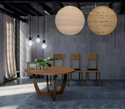 Image de Table à manger ronde en bois table de cuisine ronde nouveau style moderne brun 140cm