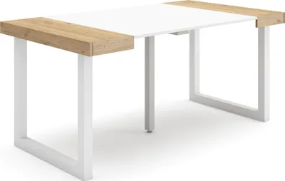 Immagine prodotto di TAPA Consolle allungabile, 160x90x73cm, Per 8 persone, Gambe in legno, Rovere e Bianco