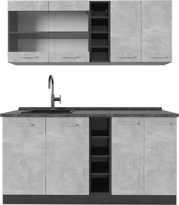 Produktbild von Singleküche Vicco R-Line Beton/Anthrazit 160 cm , AP Anthrazit, Model 54182