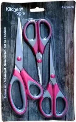 Produktbild von SCHEREN SET 3-tlg. aus Edelstahl Textilschere Bastelschere Scherenset Schere Haushaltsschere Nähschere Stoffschere Schneiderschere 78 (Rot)