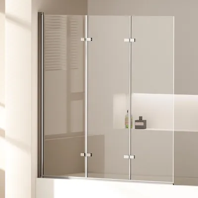 Image de EMKE 120x140cm baignoire paroi de douche en 3 parties pliable avec NANO revêtement facile à nettoyer paroi pliable 6mm verre de sécurité