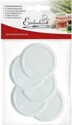 Produktbild von EINKOCHWELT Twist-off Deckel pasteurisationsfest Ø63mm weiß 5er Beutel