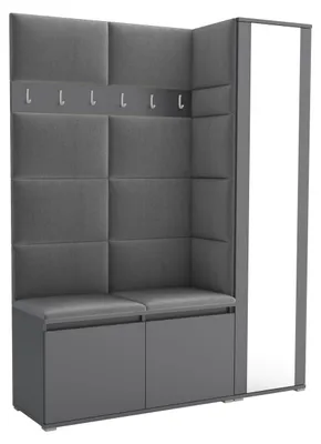 Produktbild von Garderobe LUTON 7 ANTHRACITE 33 - Farbe: anthrazit, moderne Garderobe 40x145x186 cm, funktionelle Lösung für den Flur, Garderobe, Möbel für den Flur,
