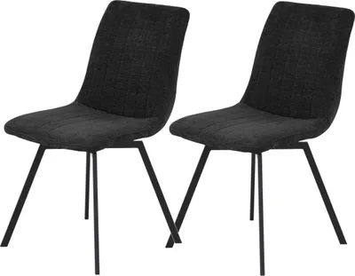 Produktbild von Hela Tische, 2er Set Esszimmerstuhl MARION, Drehstuhl, Küchenstuhl, Microfaser Plüsch Teddyoptik Anthrazit, Metallgestell Schwarz, 360° drehbar