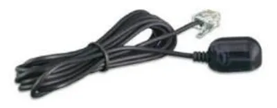 A black cable with two connectors is coiled and laid out on a white background.
