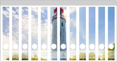 Produktbild von Wallario Ordnerrücken Sticker, selbstklebend für schmale Ordner, 12 Stück, Motiv Leuchtturm auf Hiddensee bei Sonnenschein