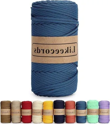 Obrázek produktu pro Pletená makramé příze 4 mm, modrá, 130 m, polyester