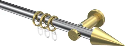 Produktbild von Interdeco Gardinenstange / Vorhangstange Chrom / Messing-Optik, Typ Platon Savio (Kegel), 20 mm Ø 1-läufig, 280 cm