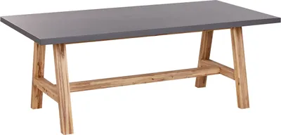 Produktbild von BELIANI Zahradní jídelní stůl světlé dřevo beton akáciové dřevo 200 x 100 cm industirální styl zahrada exteriér