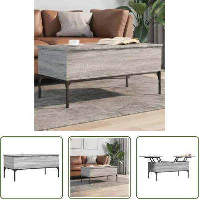 Produktbild von The Living Store Couchtisch Grau Sonoma 100x50x45 cm Holzwerkstoff und Metall