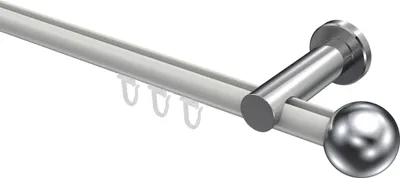 Produktbild von Interdeco Innenlaufstange / Gardinenstange mit Innenlauf Weiß / Chrom, Typ Platon Luino (Kugel), 20 mm Ø 1-läufig, 100 cm