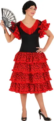 Produktbild von O9297-40 rot-schwarz Damen Spanierin Flamencokleid Gr.40