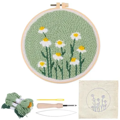 Immagine prodotto di Kit per ricamo a punto filzao per principianti, con motivo floreale, ideale per adulti, set per realizzare decorazioni colorate