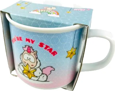 Produktbild von NICI Becher Einhorn Theodor im Schneeanzug, Porzellan 400ml, Geschenkpackung