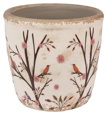 Productafbeelding van Clayre & Eef bloempot, diameter 13 cm, hoogte 12 cm, beige/bruin, keramiek, geschikt voor takken