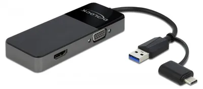 Immagine prodotto di DELOCK USB 3.2 Gen 1 Adapter zu 4K HDMI + VGA Splitter Funkt