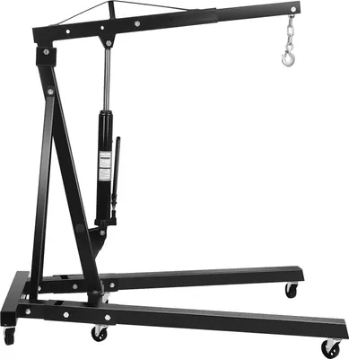 Produktbild von Motorheber/Werkstattkran - Klappbarer hydraulischer Motorkran - Tragfähigkeit 0,5–2 t (bis 2000 kg) - Hubhöhe 0–2,1 m - Größe 148×90 cm - Kohlenstoff- und legierter Stahl - Schwarz
