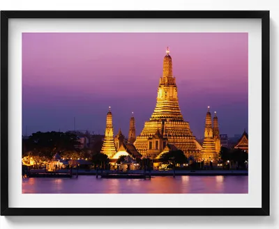 Produktbild von Tempel in Bangkok Thailand– Wandbild mit Rahmen – Gerahmtes Bild  – Wanddekoration – 80x60 cm –  Schwarz Rahmen