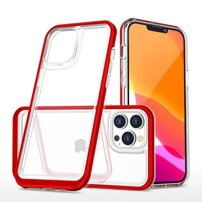 Image de Clear 3In1 Iphone 14 Pro Max Silicone Case with Frame Red