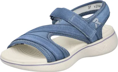 Produktbild von Rieker Damen Flipflops Sandalen Modell V216610 in Blau-Weiß mit Klettverschluss