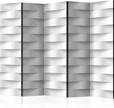 Produktbild von Akusticher Raumteiler 3D Effekt Abstrakt Foto Paravent 225x172 cm beidseitig auf Vlies-Leinwand bedruckt Akustikschaum Trennwand Spanische Wand Sichtschutz Home Office weiß f-B-0060-z-c