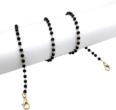 Produktbild von Exquisite Brillenkette, vielseitig verwendbar, Kunstperle, stilvolles, farbenfrohes Brillenband für Partys-Schwarz