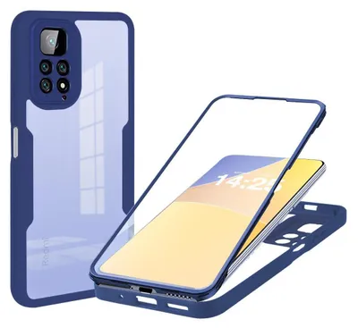 Produktbild von 360 Grad Handyhülle für Xiaomi Redmi Note 11 Pro Full Cover Rundum Schutz Farbe: Blau