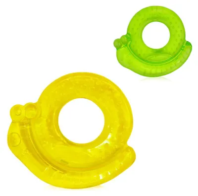 Zdjęcie produktu dla Baby Care pierścień na ząbkowanie ślimak chłodzący pierścień na ząbkowanie wypełniony wodą od 3 miesiąca żółty