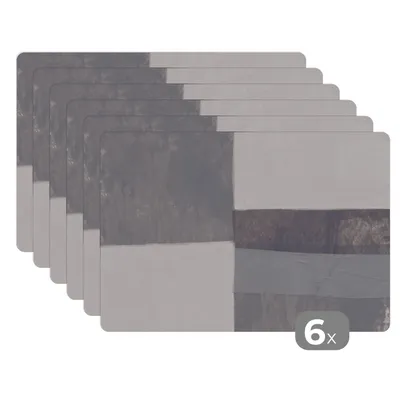 Obrázok produktu pre MuchoWow® Podložky Sada 6 umývateľných podložiek 45x30 cm Geometria - Tvary - Sivá - Kocky - Podložka na stôl Podložka Nekĺzavá a odolná voči teplu - Podložka - Podložka na stôl - Odolná voči teplote