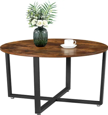 Produktbild von VASAGLE Couchtisch rund mit Eisengestell Ø 88 x 47 cm, Kaffeetisch