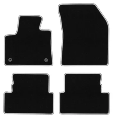 Image de Tapis de sol en moquette pour Opel Grandland 2017- (crossover) – jeu 4 pièces, noir/argent, sur mesure – Wielganizator CARLUX