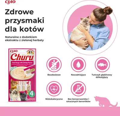 Zdjęcie produktu dla INABA Churu Tuńczyk z krewetkami - przysmak dla kota - 4 x 14 g