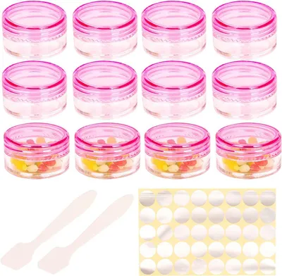 Imagen del producto de Cremas en envases de 5 ml, 12 unidades, color rosa, con tapa, para proyectos de manualidades y cuidado de la piel